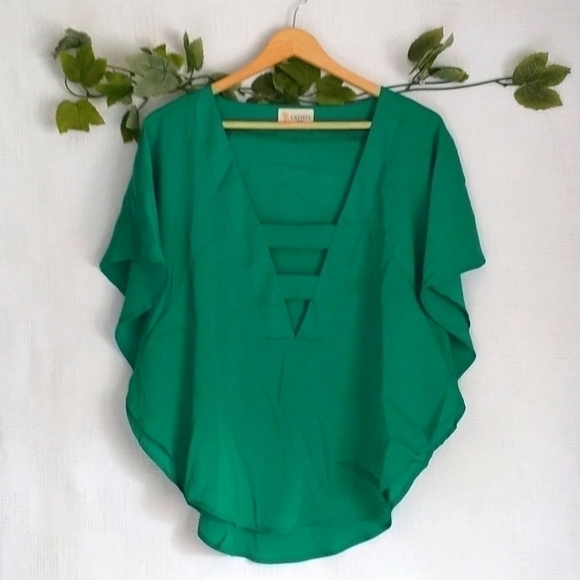 L"atiste by Amy Dress Blouse Work Top Casual Dress Blouse Size Small Green Flowy - Picture 1 of 4